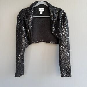 Joseph Ribkoff black sequin sweater bolero - jacket - cropped - shrug - size 10